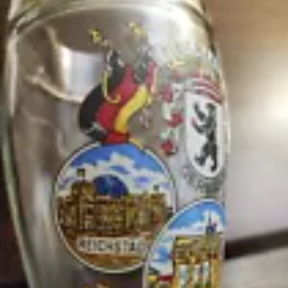 Berlin GERMANY Souvenir Beer Glass Boot Gold Rim 8 inches Tall 0.5 Liters - Picture 12 of 14